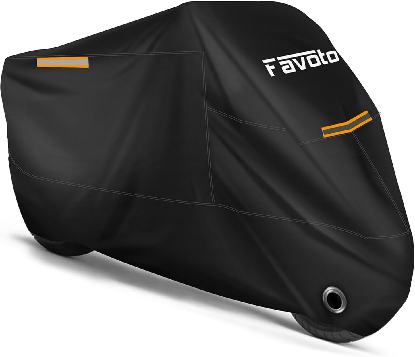 Favoto Motorcycle Cover All Season Universal Weather Quality Waterproof Sun Outdoor Protection Night Reflective with Lock-Holes & Storage Bag Fits up to 96.5" Motorcycles Vehicle Cover