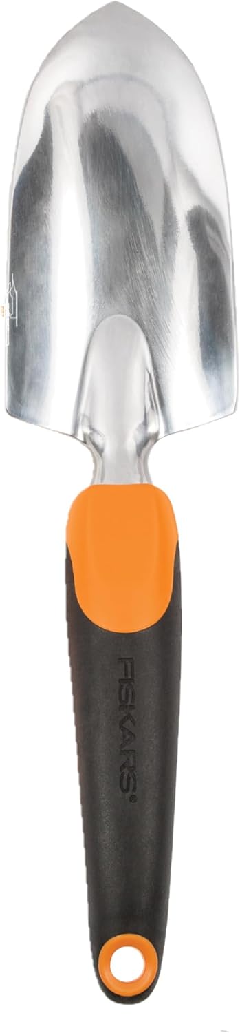 Fiskars Ergo Garden Trowel for Digging and Planting, Heavy Duty Gardening Hand Tool with Hanging Hole