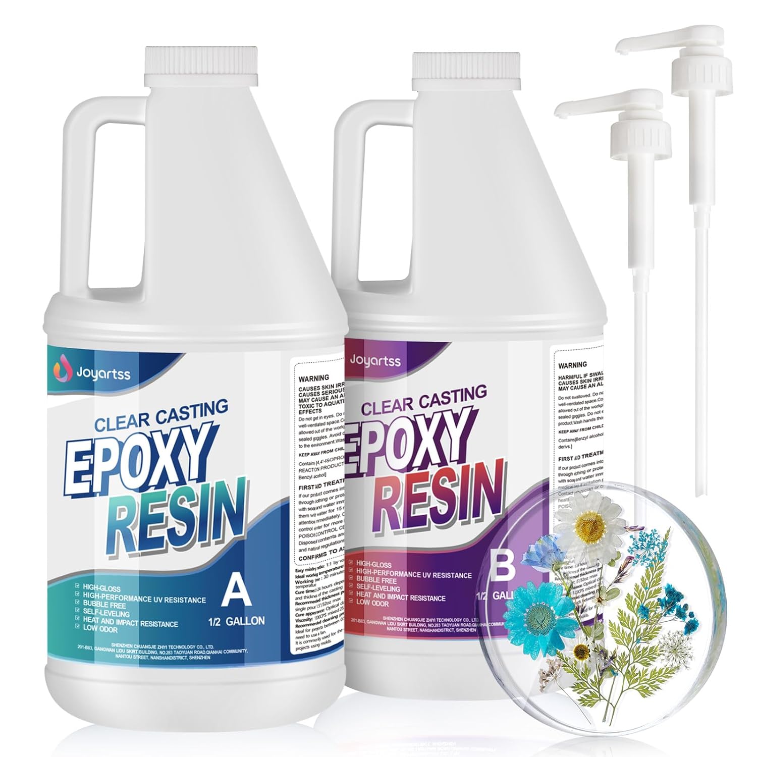 epoxy-resin-1-gallon-with-pumps-crystal-clear-epoxy-resin-kit-no-yellowing-no-bubble-self-leveling-epoxy-resin-for-casting-art-craft-molds-flower-preservation-easy-to-mix-1-1-ratio