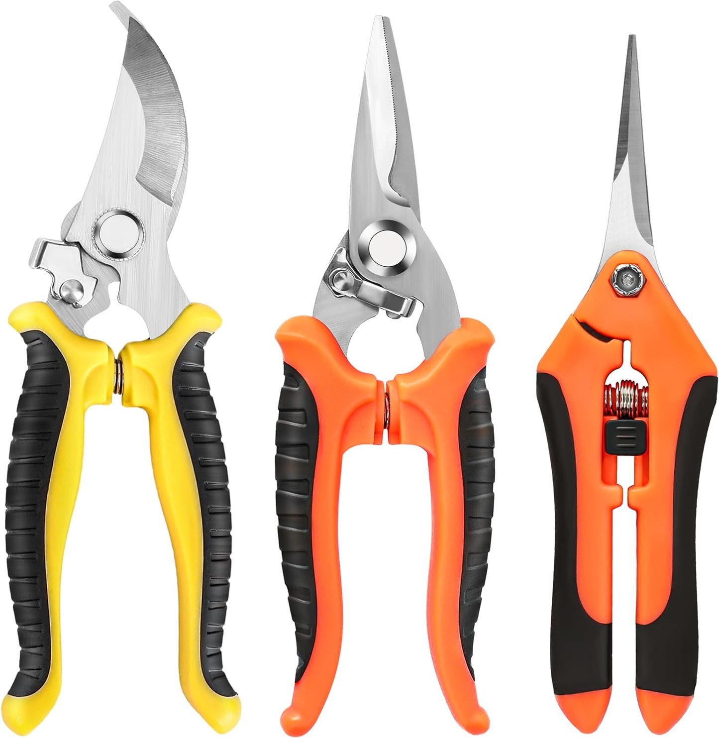 3 Pack Garden Pruning Shears, Stainless Steel Garden Shears, Gardening Shears, Gardening Scissors, Garden Scissors, Garden Clippers, Pruning Snips, Pruning Shears for Gardening Garden Tools