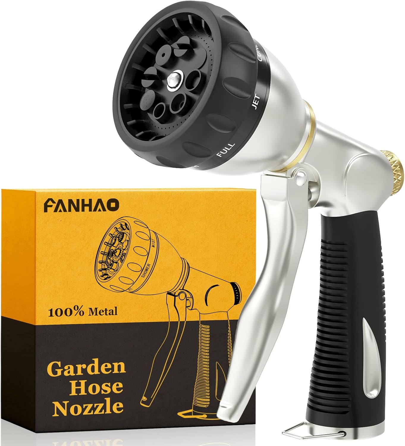 fanhao-heavy-duty-garden-hose-nozzle-100-metal-water-nozzle-with-8-adjustable-spray-patterns-high-pressure-hose-sprayer-with-non-slip-grip-for-watering-plants-lawns-washing-cars-pets-silver