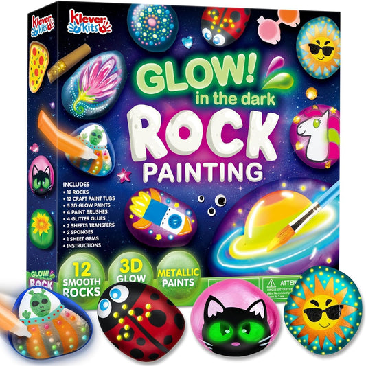 Kit- Glow in The Dark Rock Kit, Arts and Crafts for Kids Ages 6-12, Art Supplies Toy, Kids Craft Paint Kits, Arts & Crafts for Boys Girls Birthday Party Gift Toy